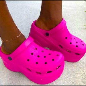 Pink Platform Crocs